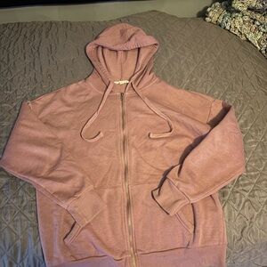 Pink Rose Women’s Zip Up Sweater - Dusty Pink